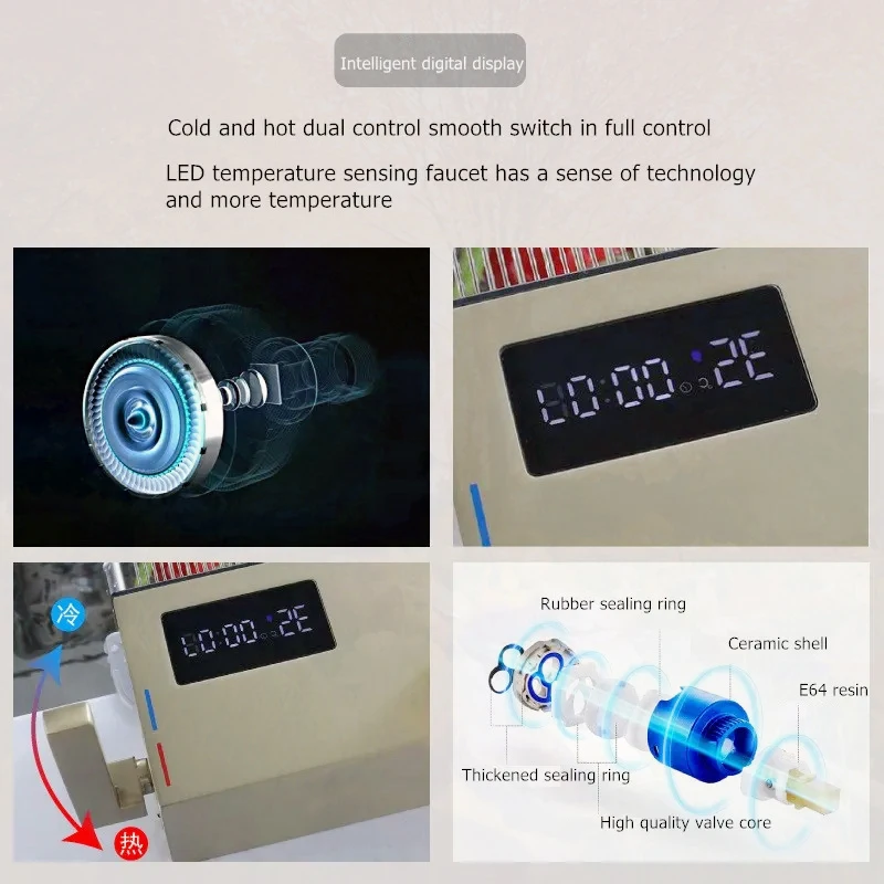 Imagem -03 - Torneira de Cozinha de Display Digital Saída de Água para Cachoeira Torneira Multifuncional para Pia Fria e Quente Nova Aço Inoxidável