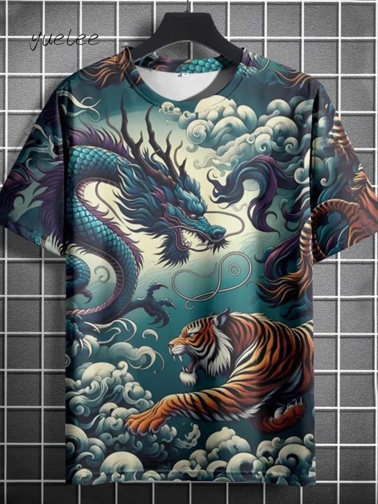 

3D Animal New Printed T-Shirt Summer Outdoor Men's Short Sleeved Tee Fashion Trend Men's Tops Round Neck Oversized Men's T-Shirt
