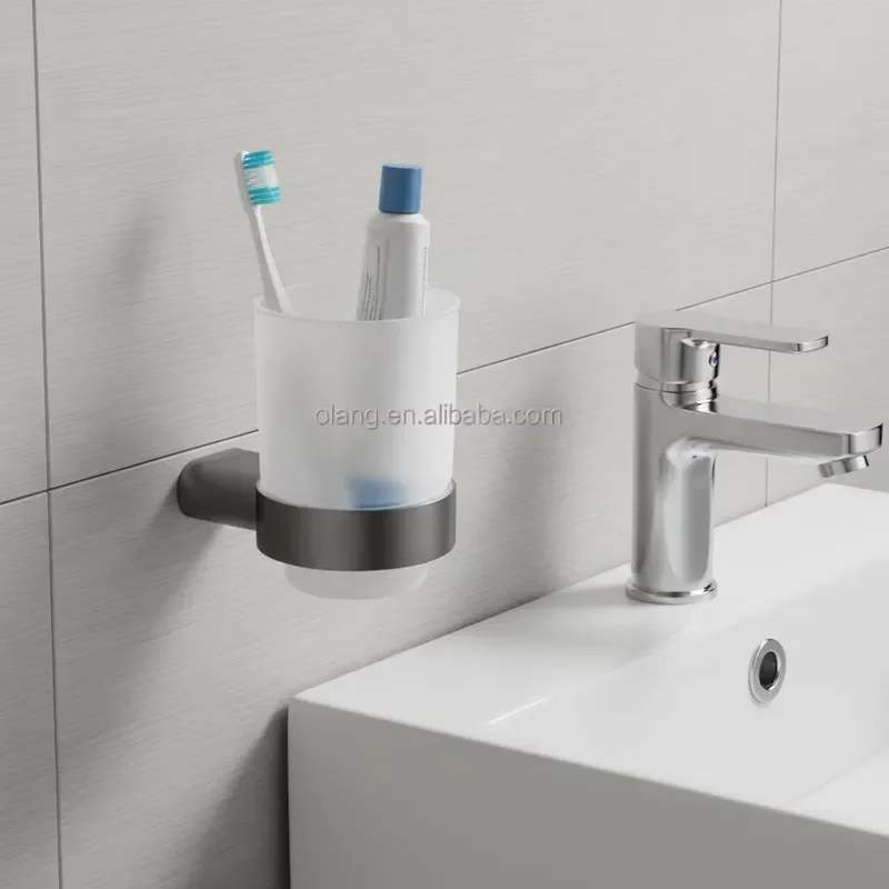 New hotel bathroom accessories 8-piece set brass modern gun color gray coat hook towel ring toilet paper rack bathroom rack
