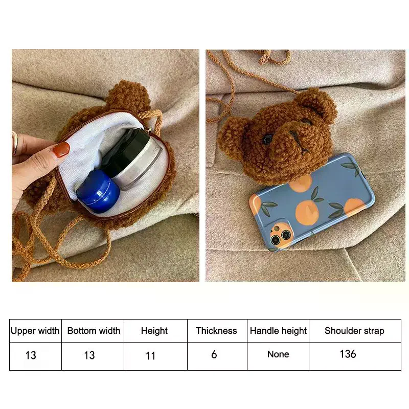 

Cute Cartoon Plush Bear Bag For Kids Messenger Bags Animals Single Shoulder Bag