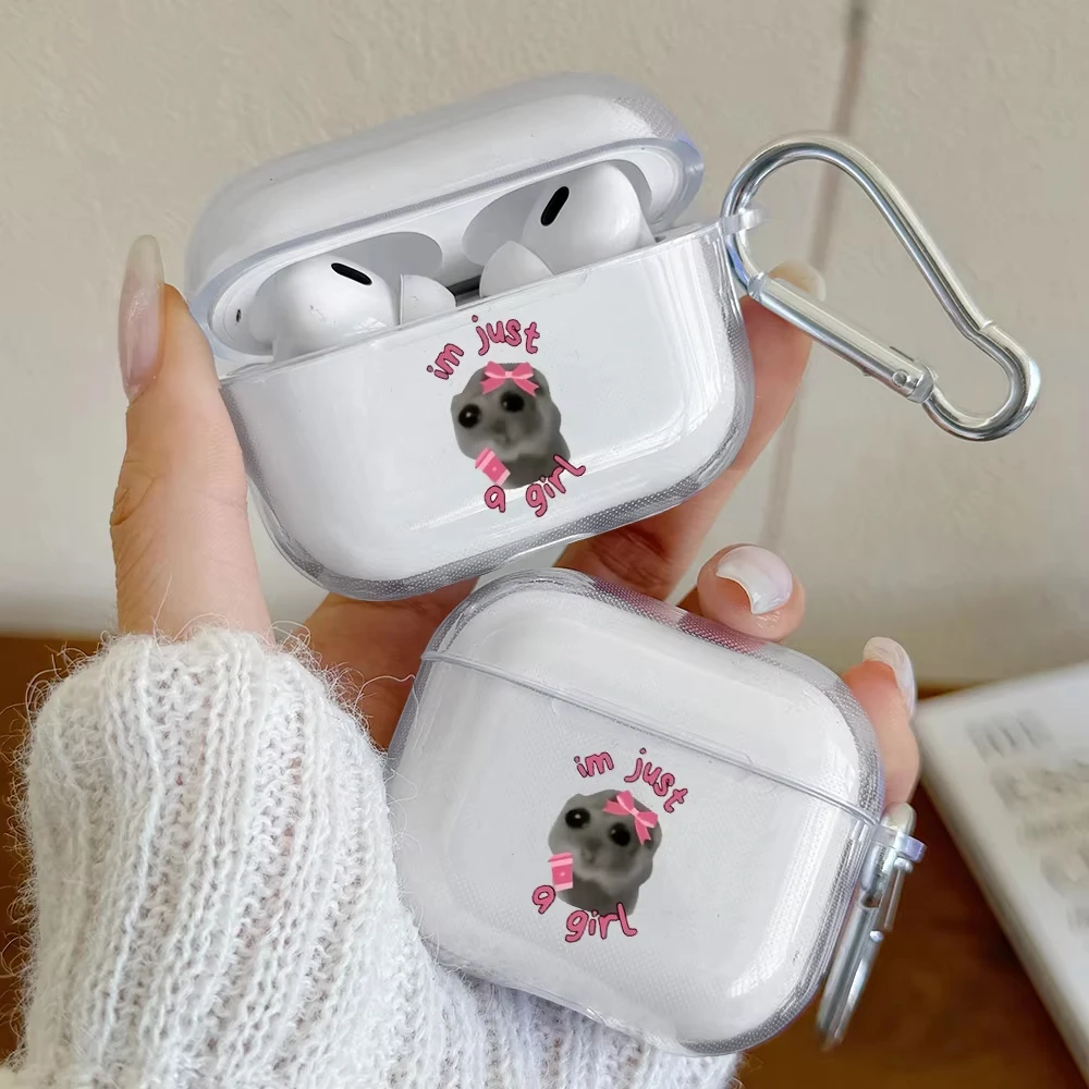 Cute Three Guinea Pigs Eating Melons Clear For Airpods 4 3 2 1 AirPods Pro 3 2 Headphone Case Dustproof Anti-Fall Keychain