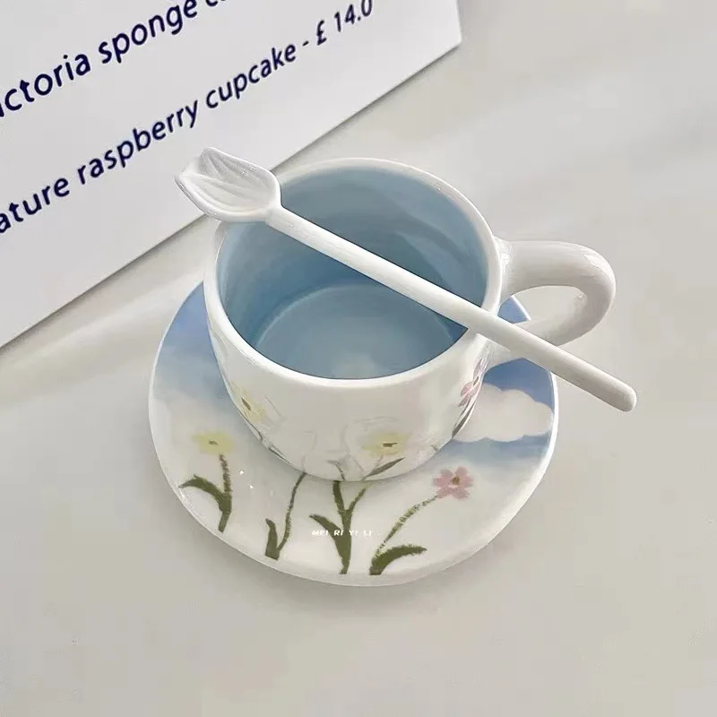 

Creative Travel Coffee Cup Nordic Disposable Cute Espresso Coffee Cups Straws Porcelain Tazas Desayuno Originales Teaware