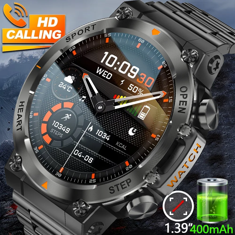 

2026 new men's smart watch wireless call voice assistant100+exercise mode heart rate health monitor waterproof weather forecast