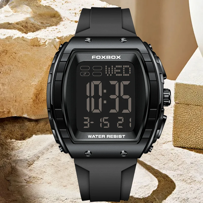 

Новые модные электронные мужские часы FOXBOX, повседневные спортивные цифровые часы на открытом воздухе, водонепроницаемые светящиеся часы с будильником и календарем для мужчин