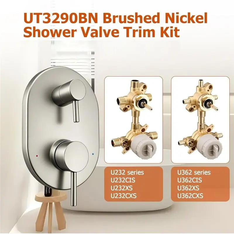 T21C UT3290BN Brushed Nickel Valve Trim Kit For Moen Align M-CORE 3-Series 2-Handle Shower Faucet Replacement Parts