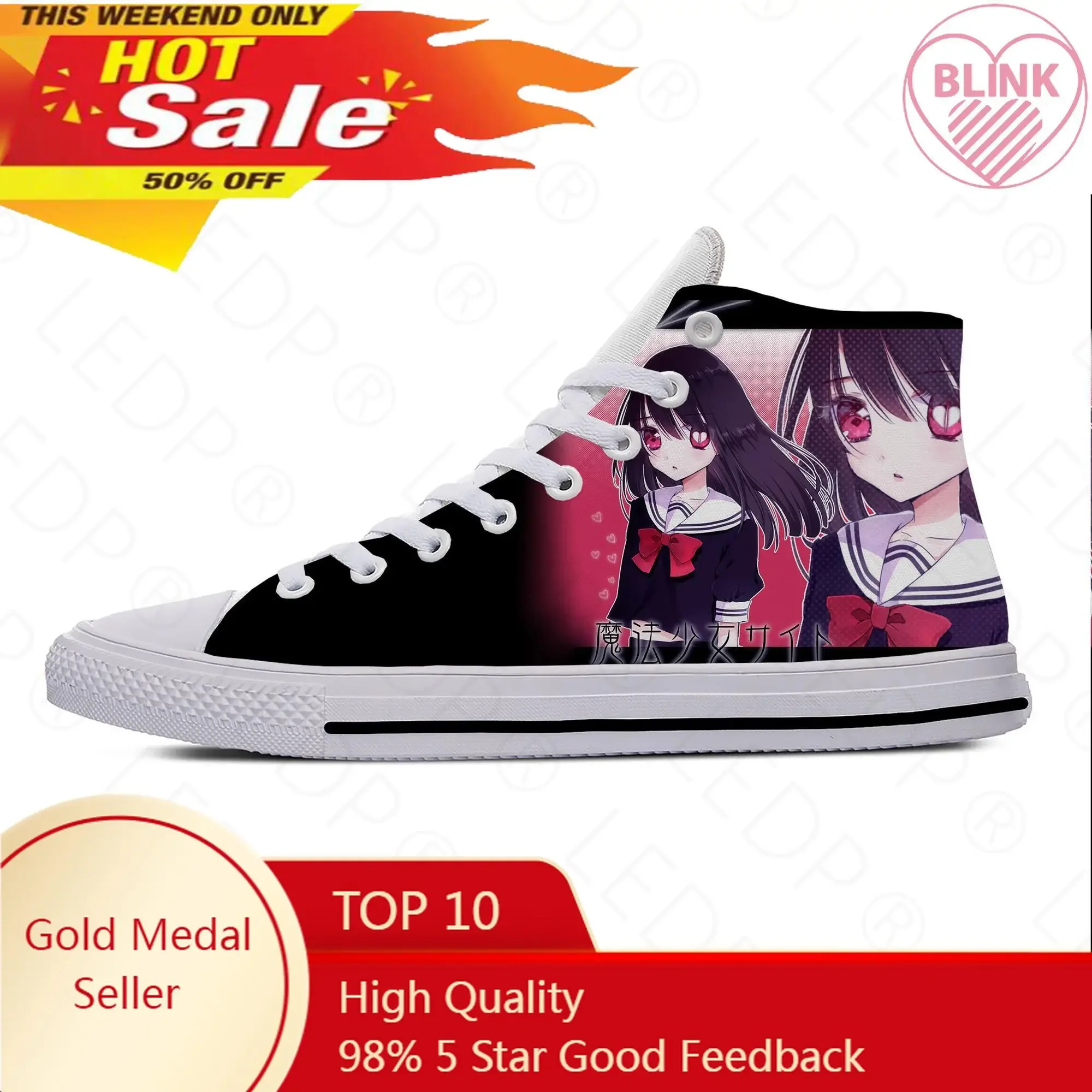 

Anime Magical Girl Mahou Shoujo Site Asagiri Aya Casual Cloth Shoes High Top Lightweight Breathable 3D Print Men Women Sneakers