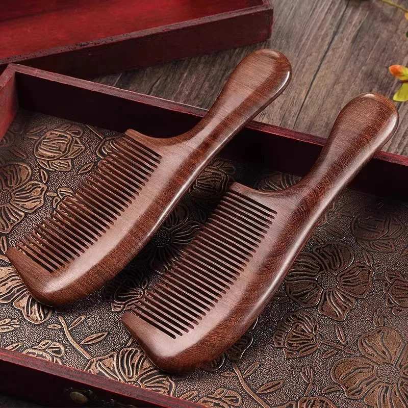 قطعتين من خشب الخوخ الصحي المنزلي المضاد للخشب الصندل، شعر متين مضاد للكهرباء الساكنة، مصنوع يدويًا بشكل رائع للسلامة والصحة