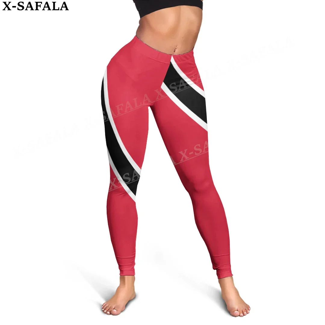 Trinidad and Tobago Coat Of Arms Country Leggings 3D Print Women Yoga Girl Stretch GYM Slim High Waist Legging Summer Sports-2