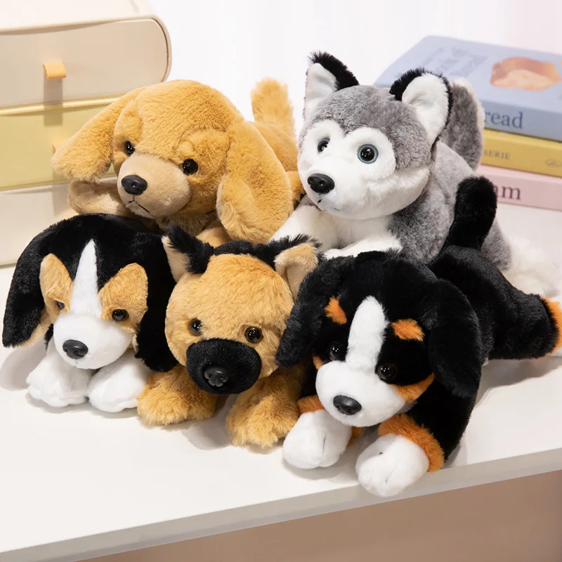 

Lifelike Fluffy Dog Stuffed Toy Adorbale Puppy Soft German Shepherd Dog Beagle Husky Golden Retriever Plush Toy Table Doll Gift