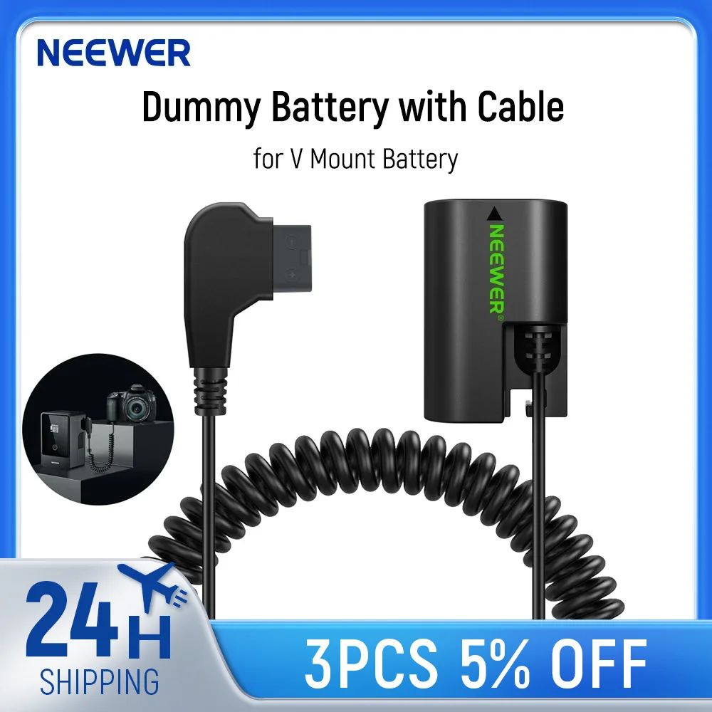 NEEWER D Tap to LP-E6NH Dummy Battery with Cable for V Mount Battery Stable Continuous Power Supply for Canon EOS R5 C R6 Series