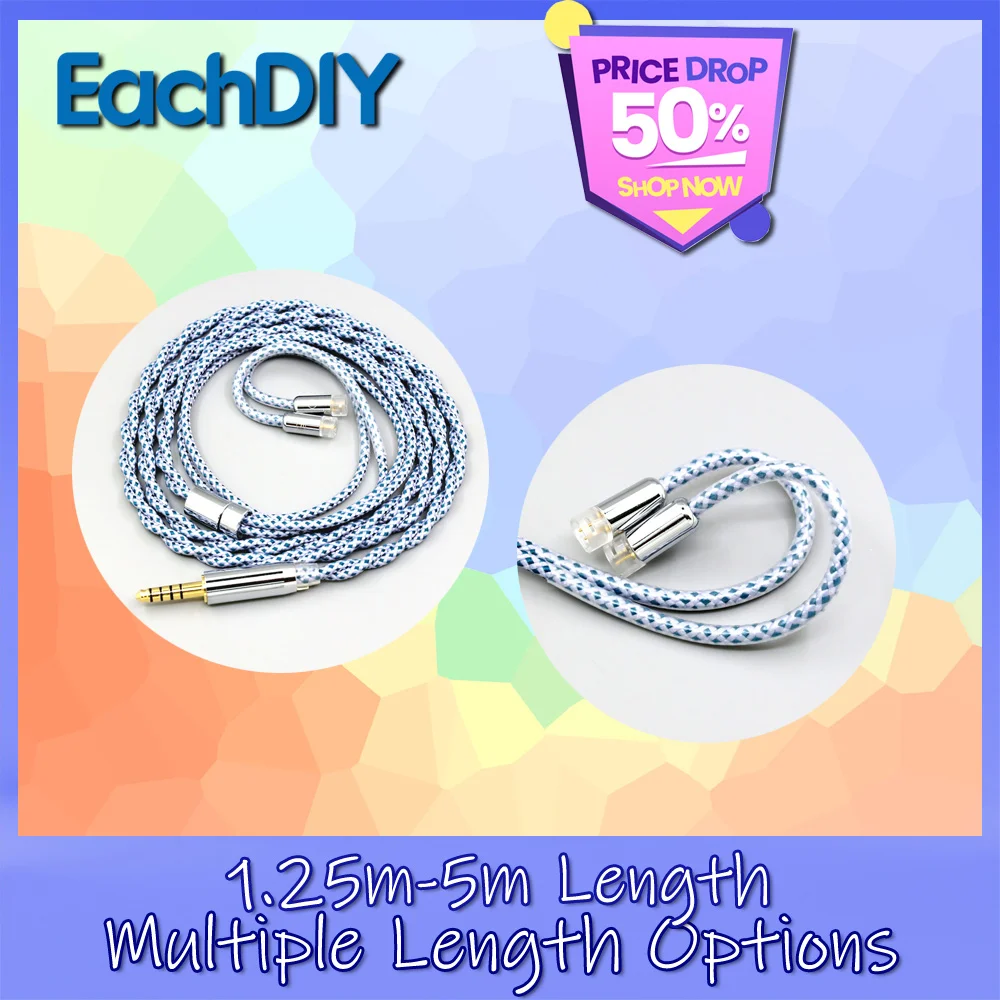 

Earphone Cable 99% Pure Silver Mix Graphene OCC Shielding For IE80 IE80s Sennheiser IE8 IE8i Metal Pin LN008636