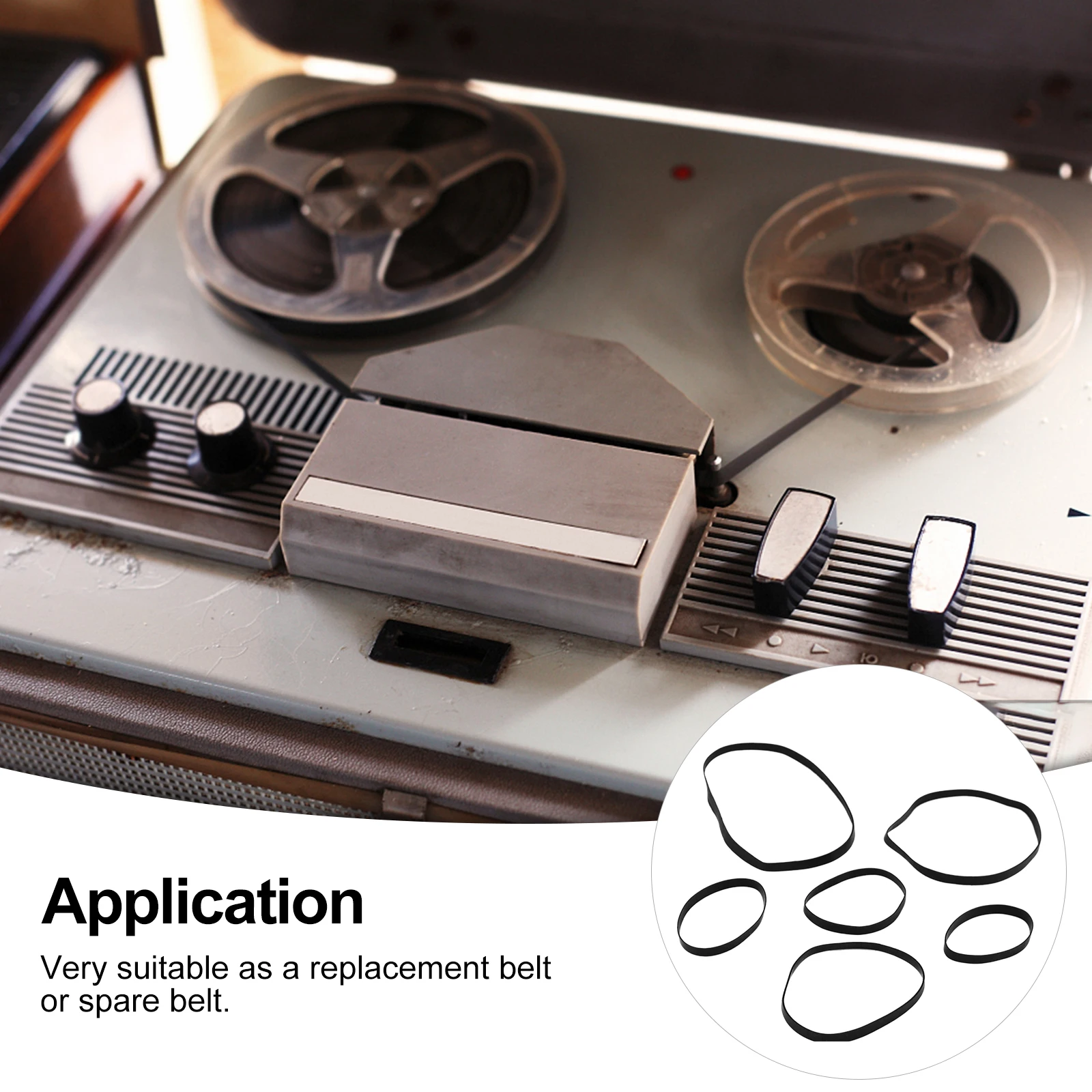 

50pcs Cassette Tape Machine Belt for Recorders DVD Drive Video Player Rubber Replacement Recorder Repair Maintenance Accessories