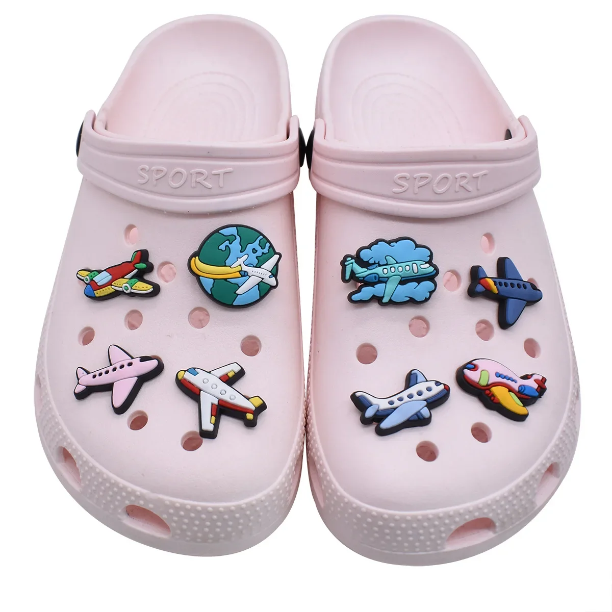 Ciondoli per scarpe per aeroplani per accessori Crocs Charms zoccoli Bubble Slides decorazione per scarpe fai da te fibbia regali per feste per bambini