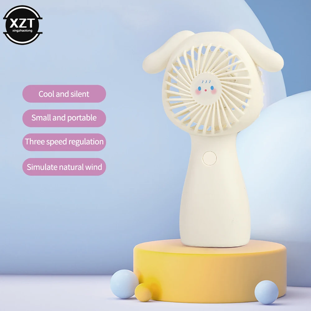 Cute Student Desktop Fan No Noise Portable Handheld Fan Three Speed Adjustment Small Pocket Fan Usb Desktop Small Fan Cartoon