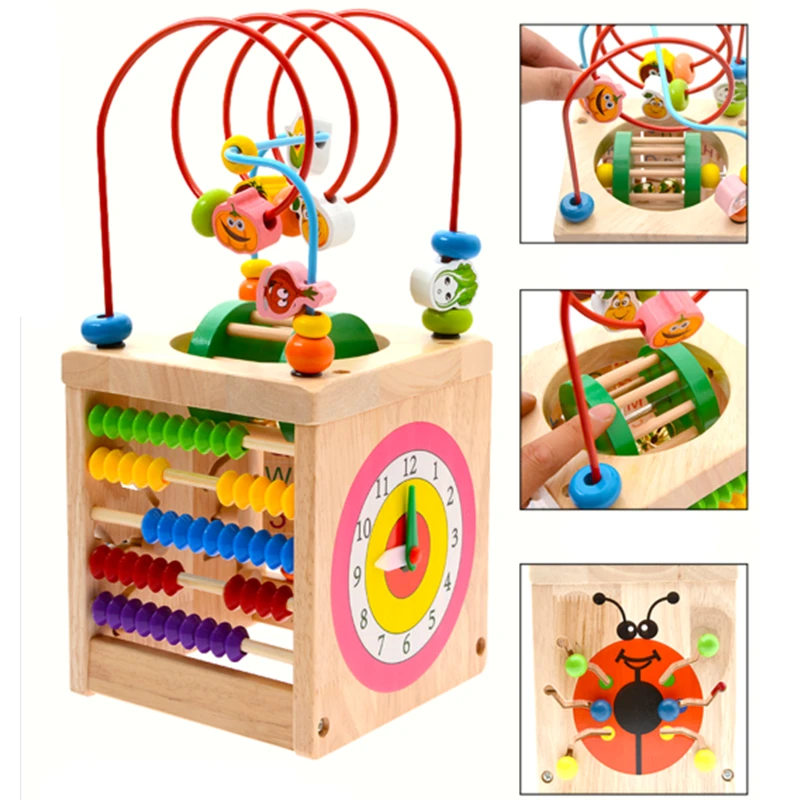 New  Montessori Math Toy Wooden Toys for  Multi Function Abacus Clock Beads Toy Educational Teaching Aids Baby Gifts