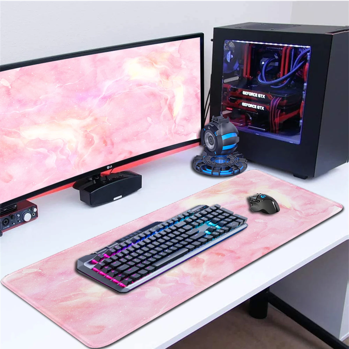 

Pink Mouse Pad Marbling Game Mousepad Large Gaming Desk Pad XXL PC Computer Desk Mat Cute Office Mat for Women