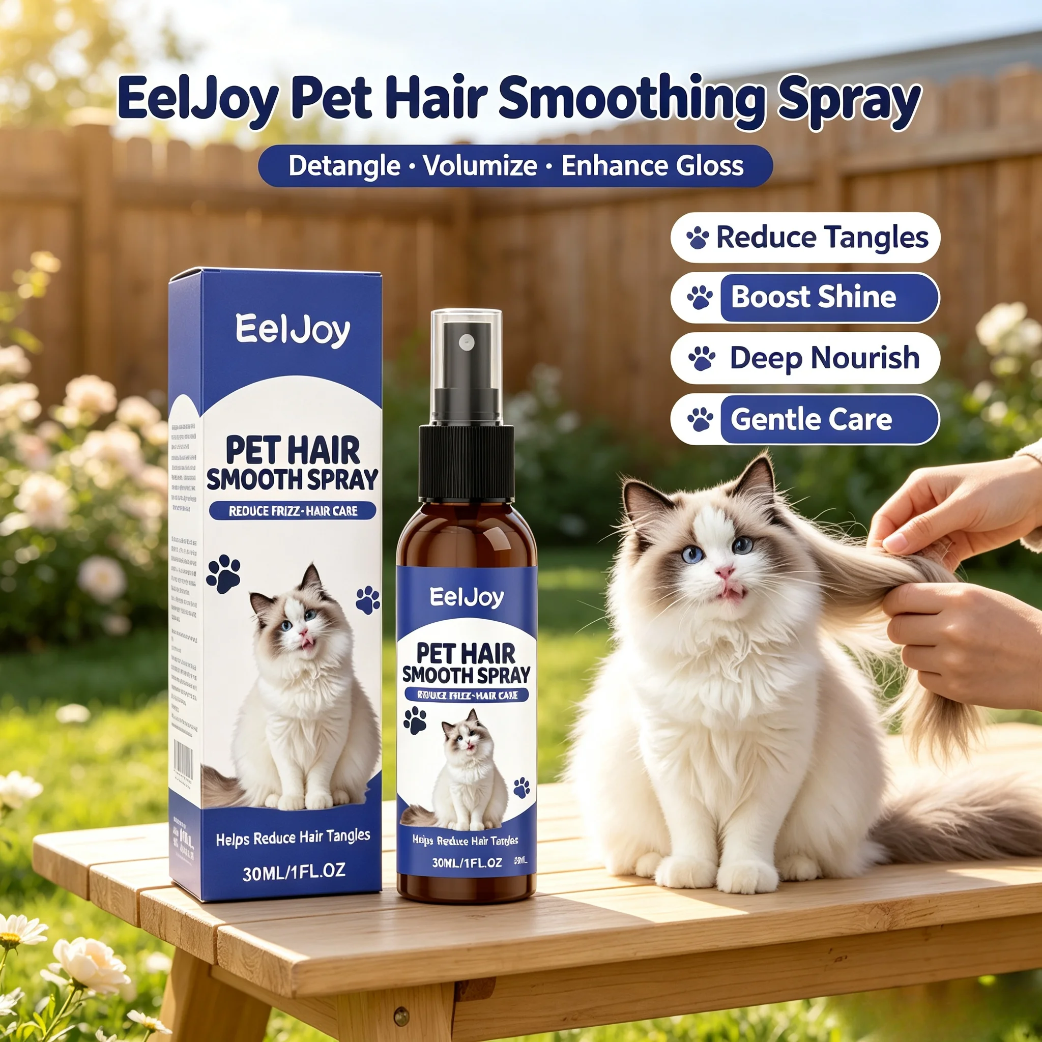 Pet Hair Smoothing Spray Volumizing Fluffy Reduce Tangles Enhance Gloss Nourish Pet Hair Reduce Dryness Mild Pet Grooming Spray