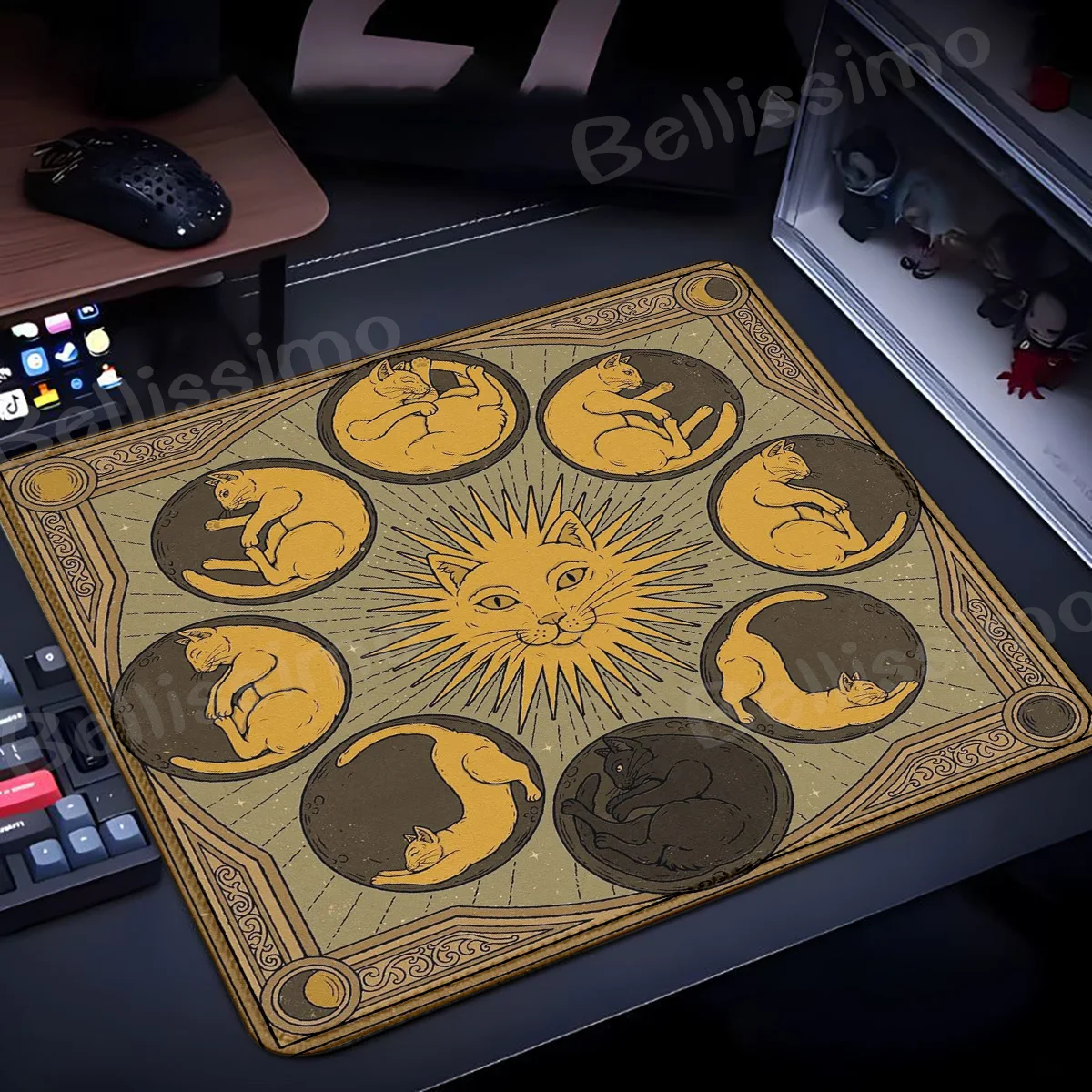 Brown Moon Star Divination Mousepad Magical Cat Mouse Pad Gaming Accessories Xs Office Computer Desk Mat Small E-Sports Playmat