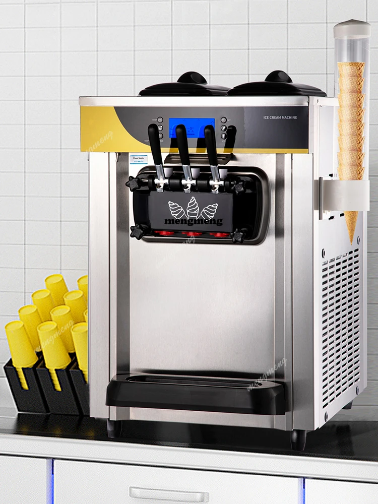 

22-30 L/H Soft Ice Cream Machines Commercial Tricolor Desktop Sweet Cone Freezing Equipment Vending Machine