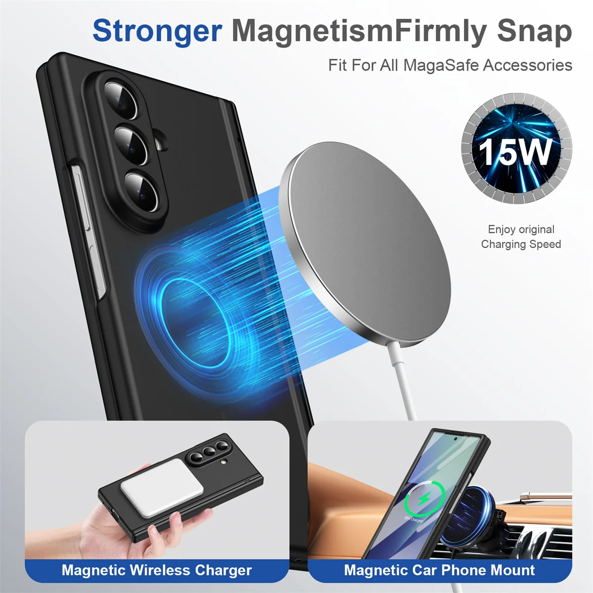 Scharnier-Schutzhülle mit Magnetischer Stoßdämpfung für Samsung Galaxy Z Fold 8 7 6 5 4 3 5G für Magsafe Fold7 Fold6 Mattierte Abdeckung – Detail 3