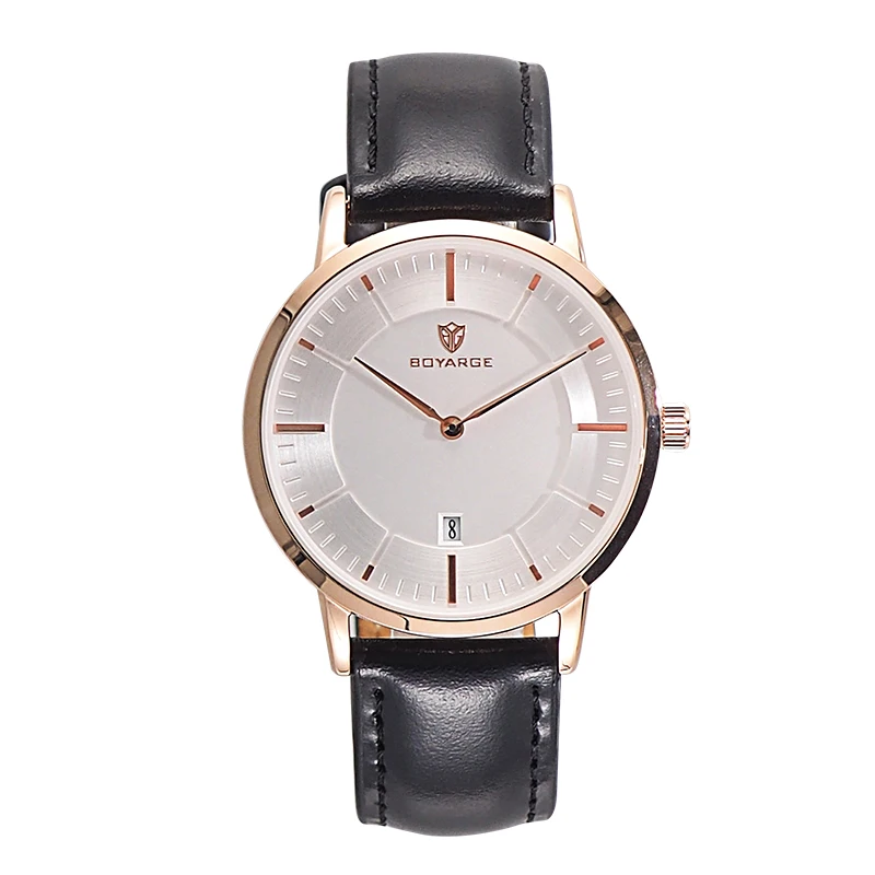 BOYARGE Simple Fashion Style Casual Military Japanese Quartz Men orologi orologio da polso da uomo ultrasottile in acciaio pieno con data