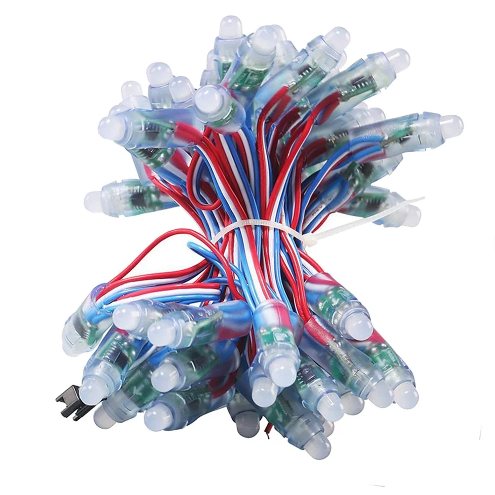 Picture 3: 50pcs DC 5V 12V WS2811 Full Color LED Pixel Light Module 12mm 10cm Wires IP68 Waterproof RGB Color Digital LED strings