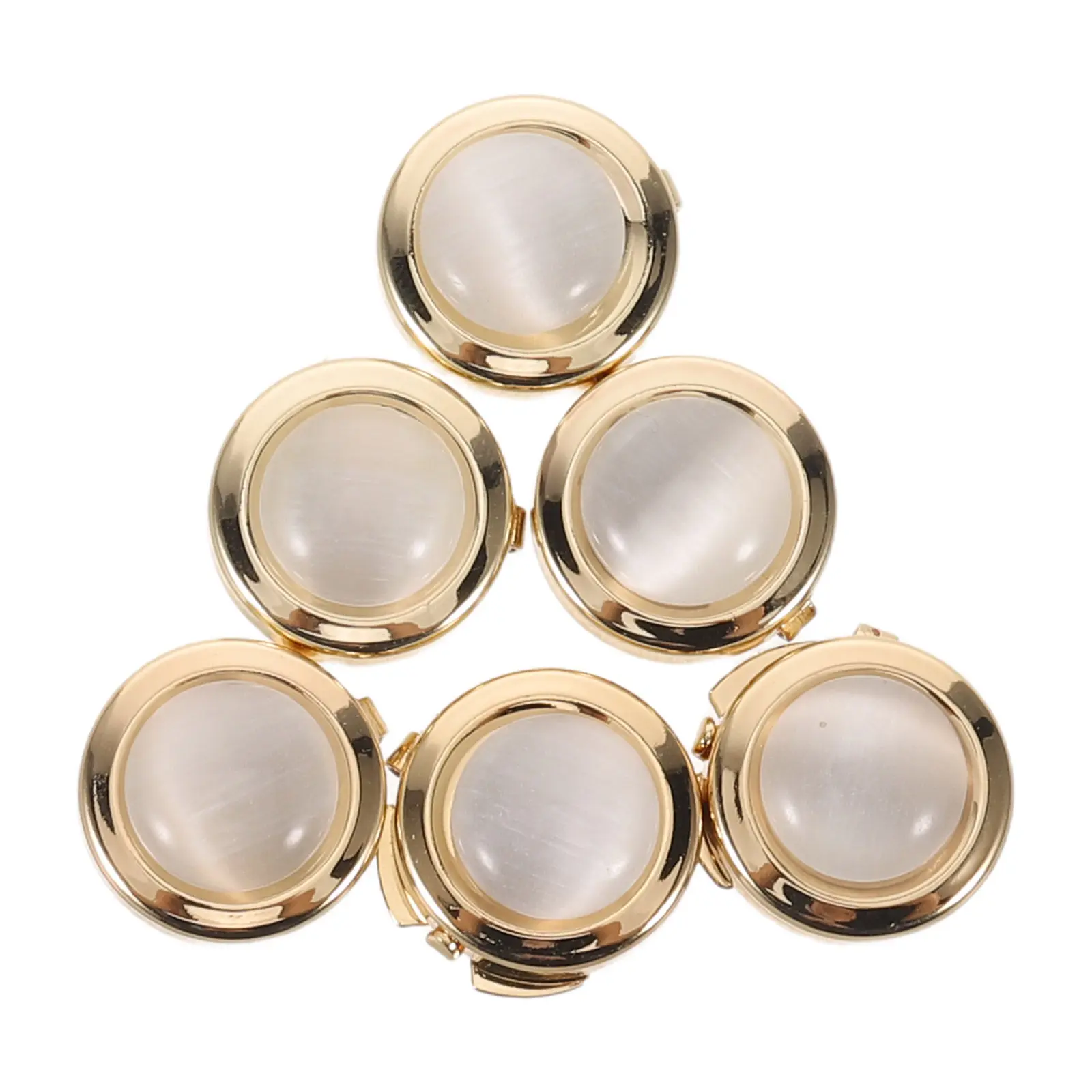 3Pairs Round Clip on Button Covers Cats Eye Effect Dress Shirt Button Covers for Women Men Blouses Cufflinks Formal Attire DIY
