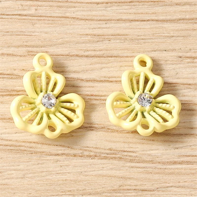 5 Stück Niedliche Bunte Kristall-Metall-Blumenanhänger Passend für Halsketten, Ohrringe, Armbänder, DIY-Bastelzubehör für Schmuckherstellung – Detail 15