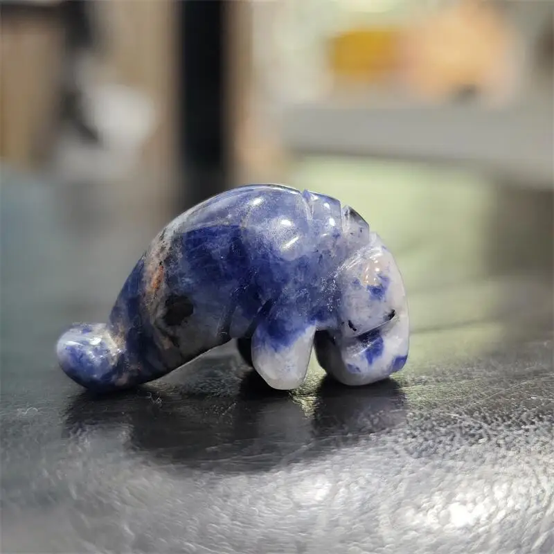 2PCS Natural Crystal Quatrz Sea Cow Carving Crystal Love Healing Fengshui Gemstones HomeDecoration Holiday Gift