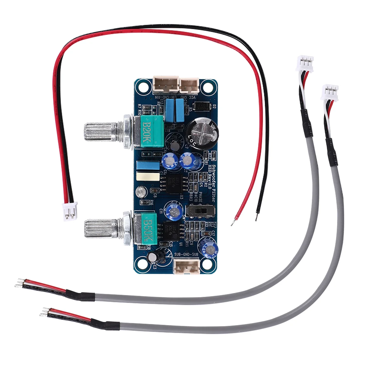 Low Pass Filter Bass Subwoofer Preamp Amplifier Board Single Power DC 9-32V Preamplifier with Bass Volume Adjustment