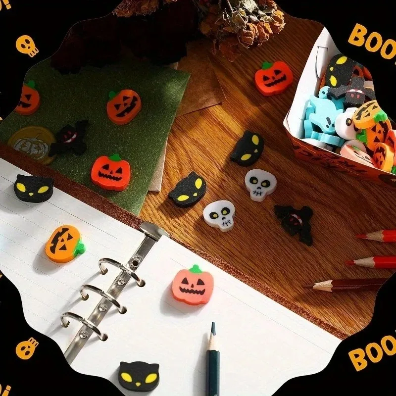 30-100 pezzi di gomma da cancellare per cartoni animati carini, gomma da cancellare a tema Halloween, regalo per bambini per feste di Halloween.