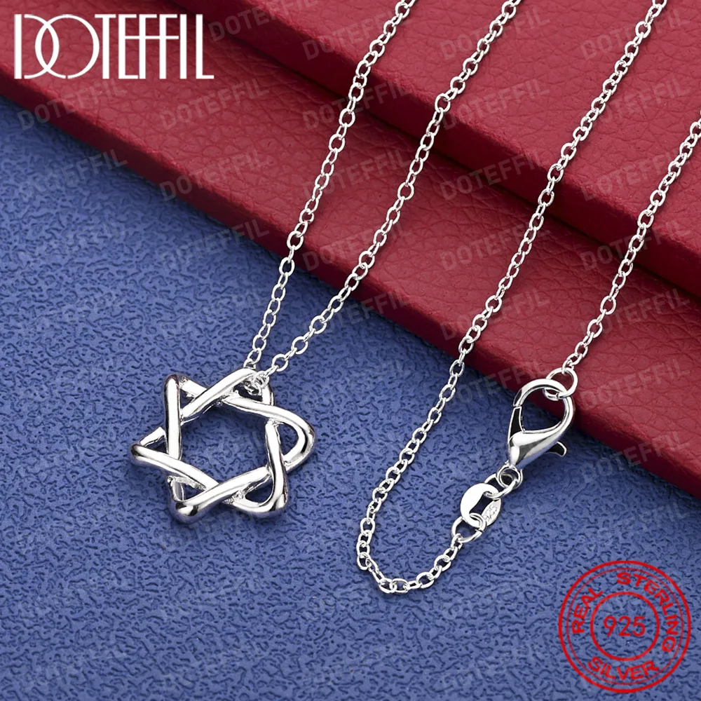 

DOTEFFIL стерлингового серебра 925 пробы с шестью звездами кулон ожерелье для женщин свадьба помолвка модные очаровательные ювелирные изделия