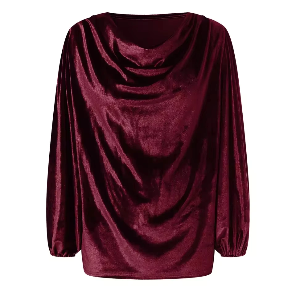

Loose Casual Outdoor Satin Tee Shirt Wavy Neck elegant and pretty women's Tops Plus Size Breathable Tops Woman clothes