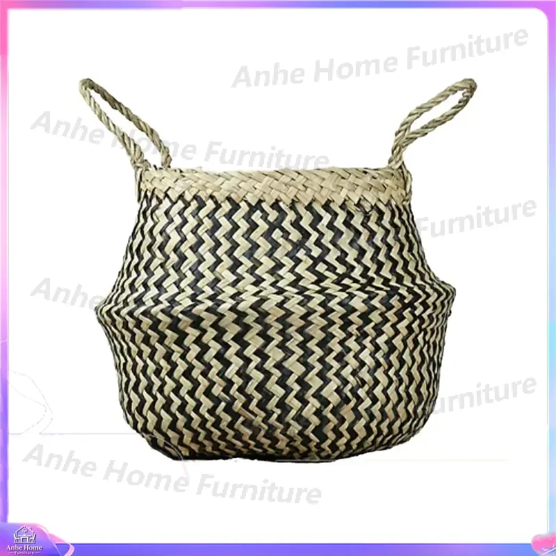 Natural Handmade Woven Seaweed Pet Bed Round Cat Dog House Eco Friendly Durable Modern Nest Cushion Soft Warm Kennel Home