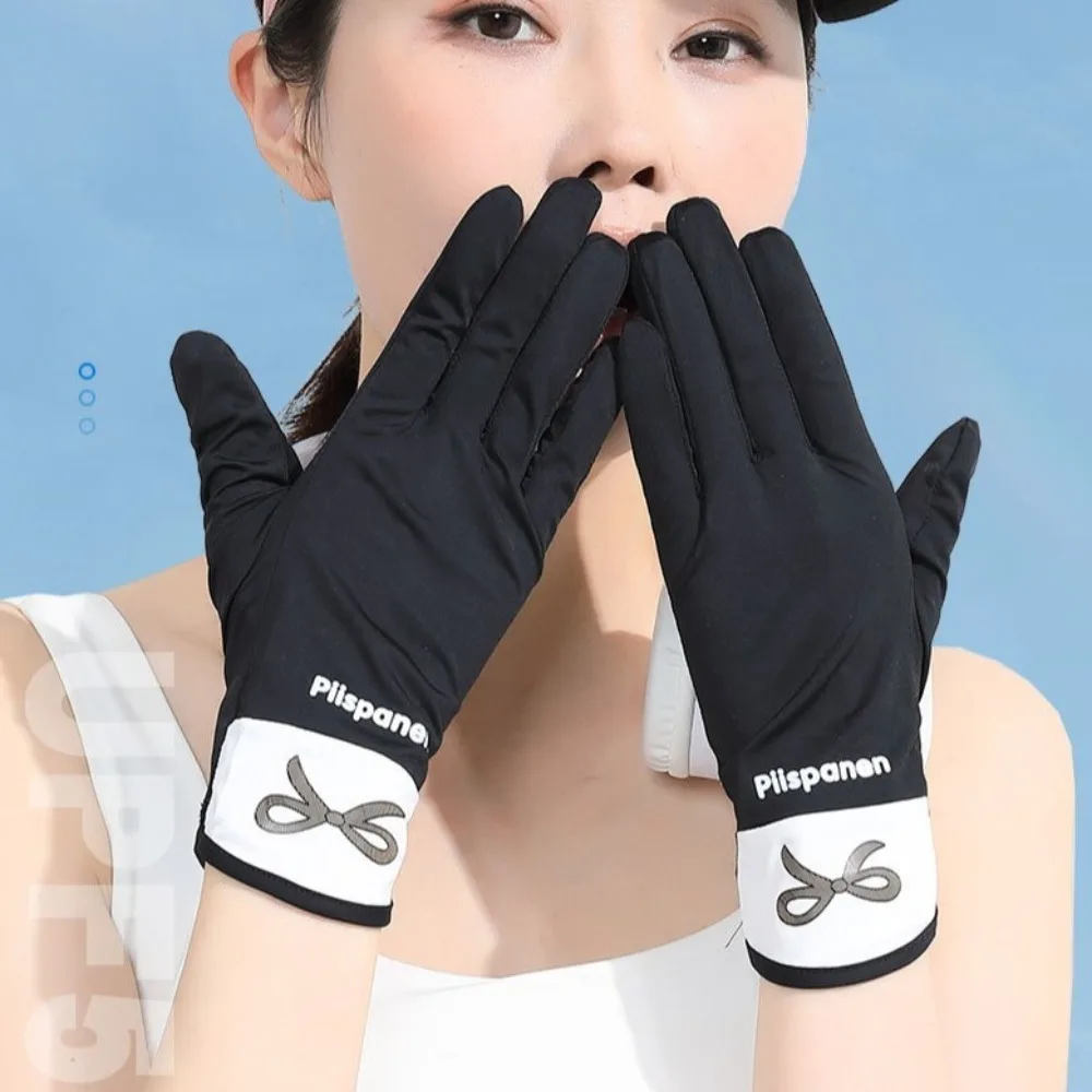 

New Touch Screen Ice Silk Gloves Anti-UV Flip Finger Sunscreen Gloves Highly Elastic Bow Riding Driving Gloves Women Men