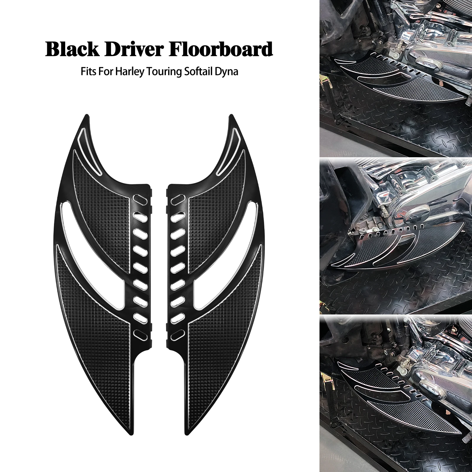 Motorcycle CNC Driver Footboards Rider Footrest Front Stretched Footboard For Harley Softail FXDF Dyna FXFBS Touring FLHT FLHR