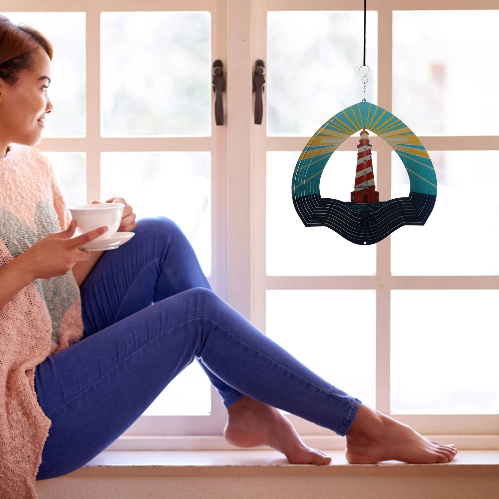 

3 D Halloween Metal Plate Wind Wheel Hanging Stainless Steel Chimes for Balcony