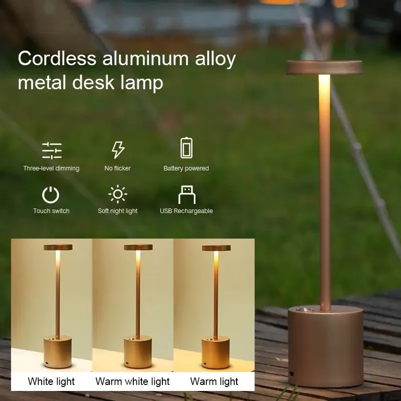 

Simple Table Lamp USB Rechargeable Cordless Table Lamp Restaurant Bar Retro Night Lamp Portable Rechargeable Touch Table Lamp