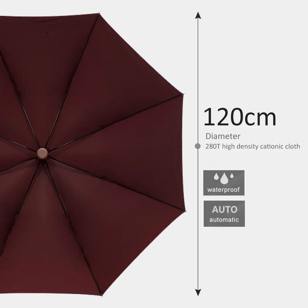 Parachase 120cm Big Umbrella Men Windproof Reinforced Golf Long Umbrellas Business Wood Handle Automatic Umbrella Rain Paraguas