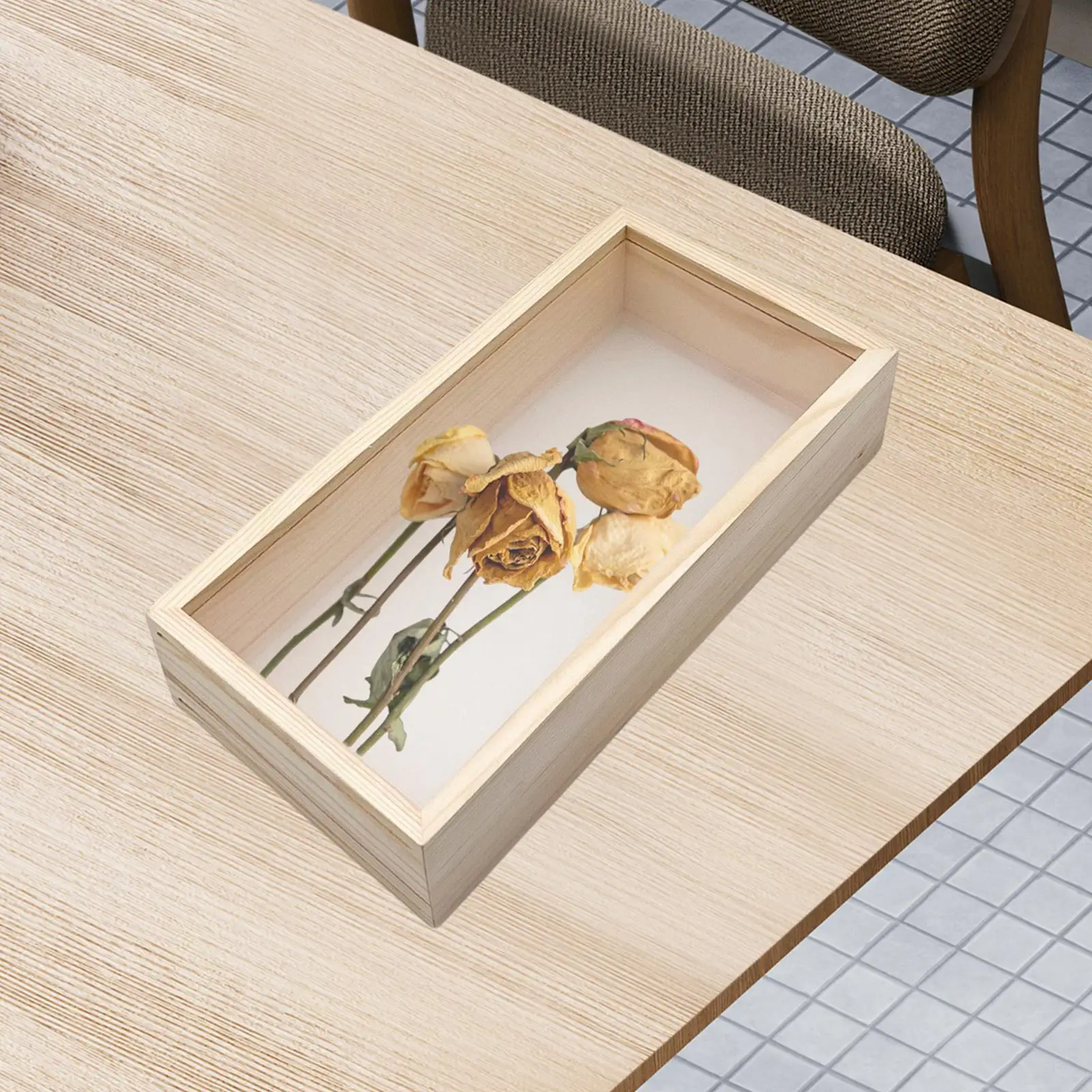 Wooden Dried Flowers Picture Display Frame DIY Photos Art Crafts Figurines Showcase for Weddings Thanksgiving New Year Gifts