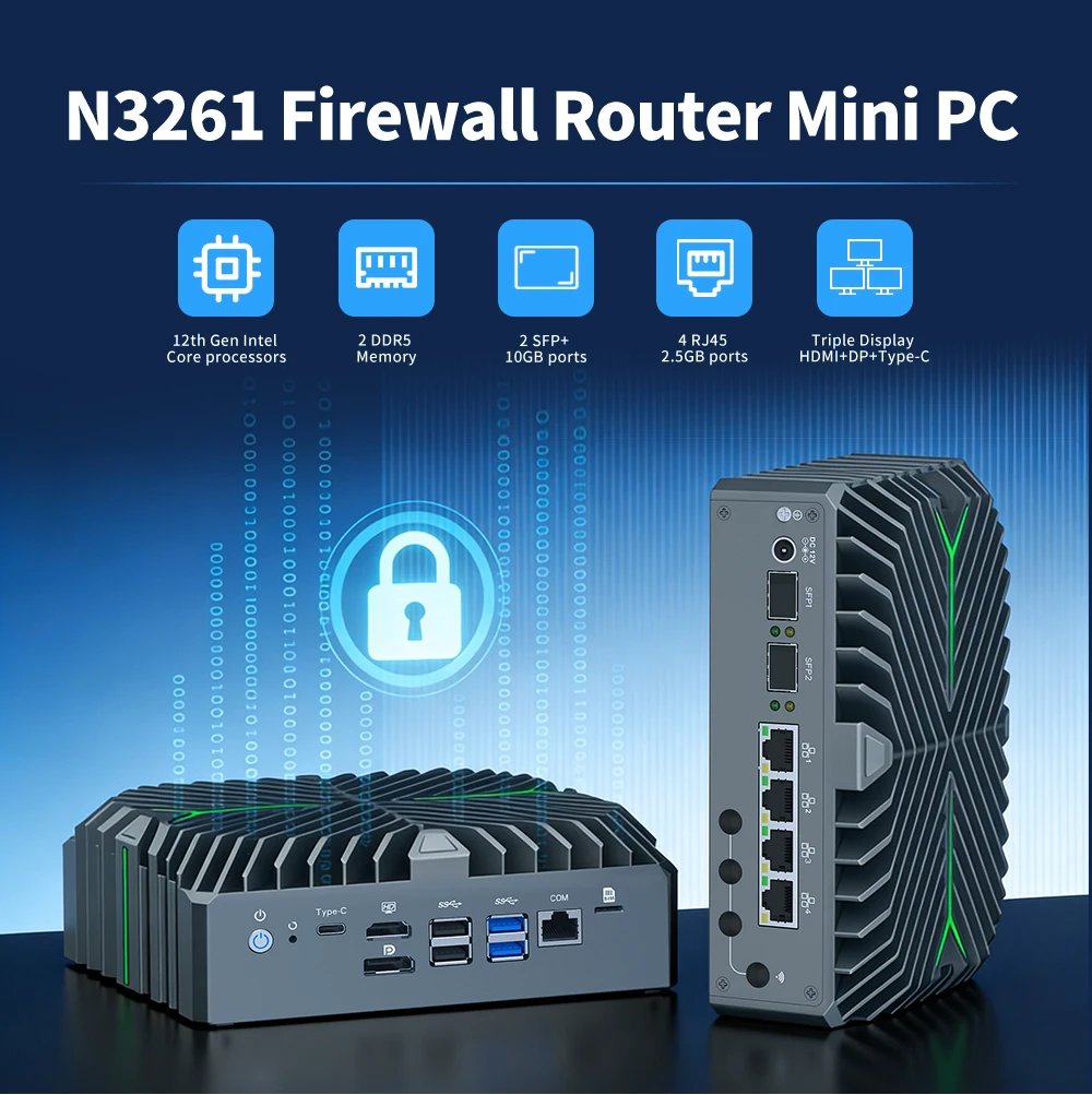 Iwill 4 Lan Firewall Appliance  12th Gen Core I5-1235U MINI PC 2x10Gbe SFP+ I5-1235U 2xDDR5 M.2 Support Pfsense|OPNsense