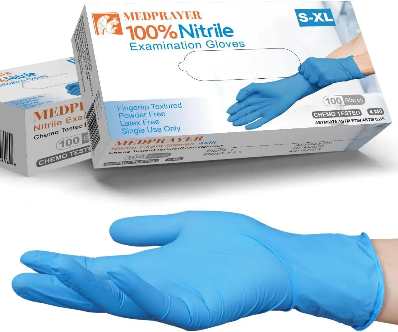 

4 Mil Nitrile Exam Gloves, Latex & Powder Free, Disposable for Cleaning, Food Safe, Medical Use