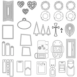 Piggy Craft metal cutting dies cut die mold Various label tag shape frame Scrapbook paper craft knife mould blade punch stencils