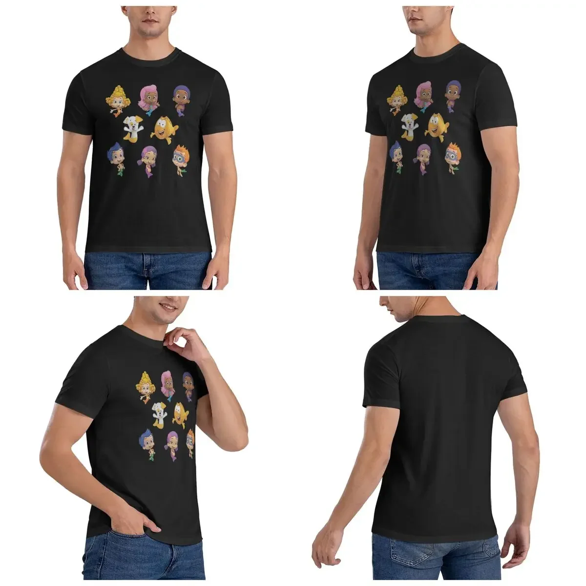 100% Cotton All Bubble Guppies Together Cartoon Mermaids Kids T-Shirt Men's Oversized T Shirt Men Round Neck Summer Shirts Tops