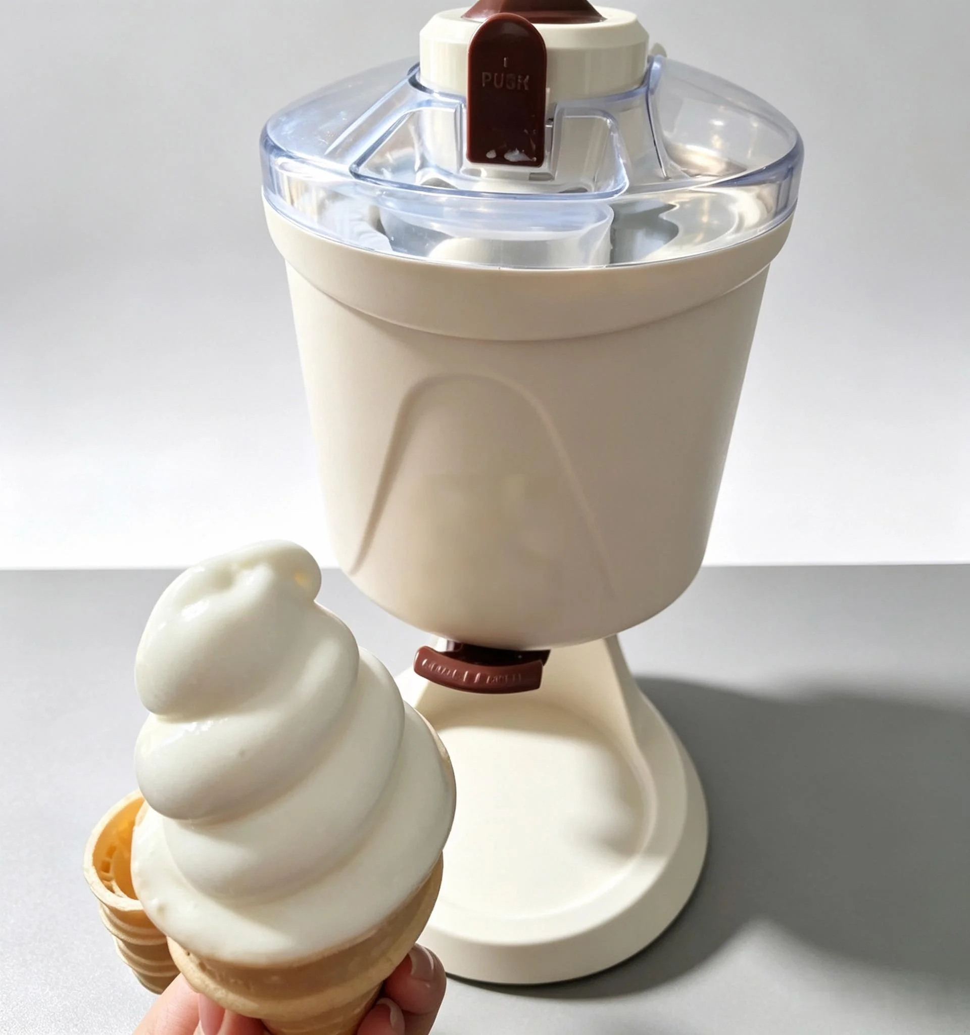 1000ML Household Soft Serve Ice Cream Maker, Mini Fully Automatic Machine for Ice Cream Cone & Frozen Yogurt Making