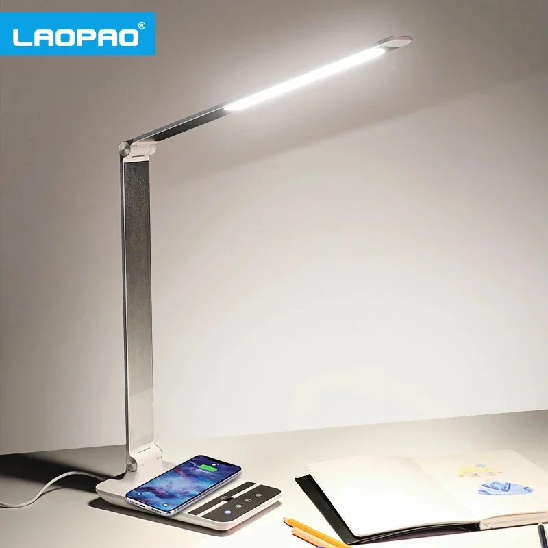 LAOPAO LED Desk Lamp 72 bulb 3 Color Hand Sweep Wireless Charging 360 Degree Rotation Touch Eye-protect with timer Table lamp