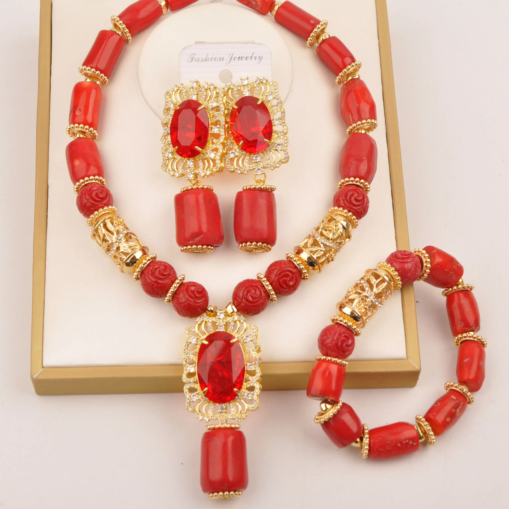 Red real coral beads for african wedding