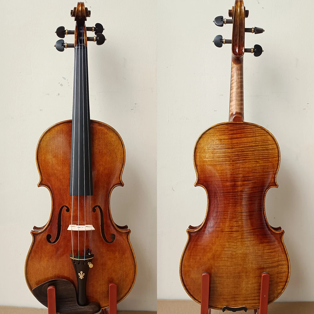 Over 50 years High-end handmade Italian vintage oily varnish 4/4 Violin Guarneri violino brazilian bow with Box