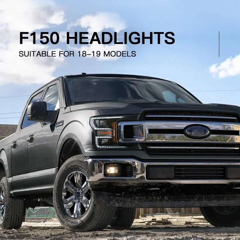 

Автомобильные светодиодные фары в сборе для Ford F150 2018-2020, автоматические противотуманные фары DRL, стоп-сигнал поворота, Plug and Play
