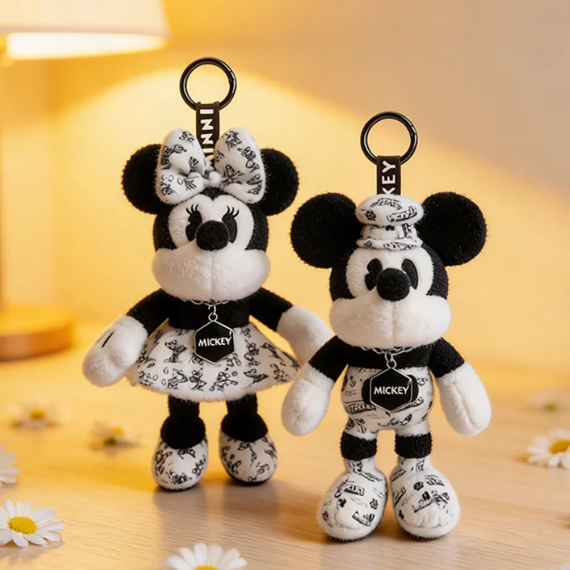 Disney New Model Mickey Cute Cartoon Periphery Plush Toy Cool Girl Keychain Minnie Fun Doll Backpack Package Hanging Couple Gift